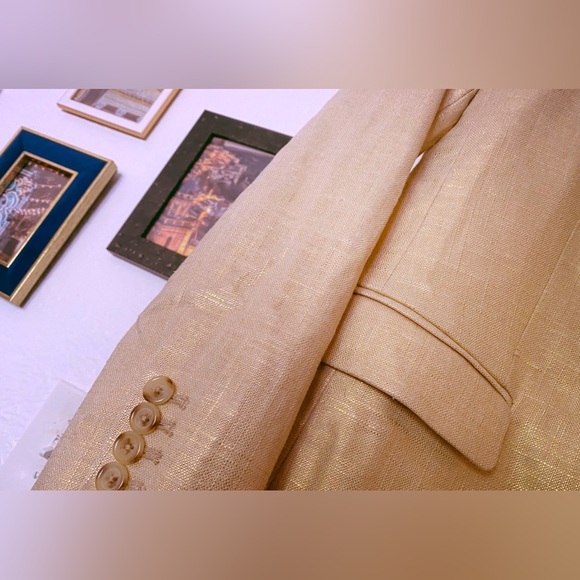 NWOT: J Crew Gold Shimmer Suiting Blazer Fully Lined (Retail $248) - Picture 4 of 8